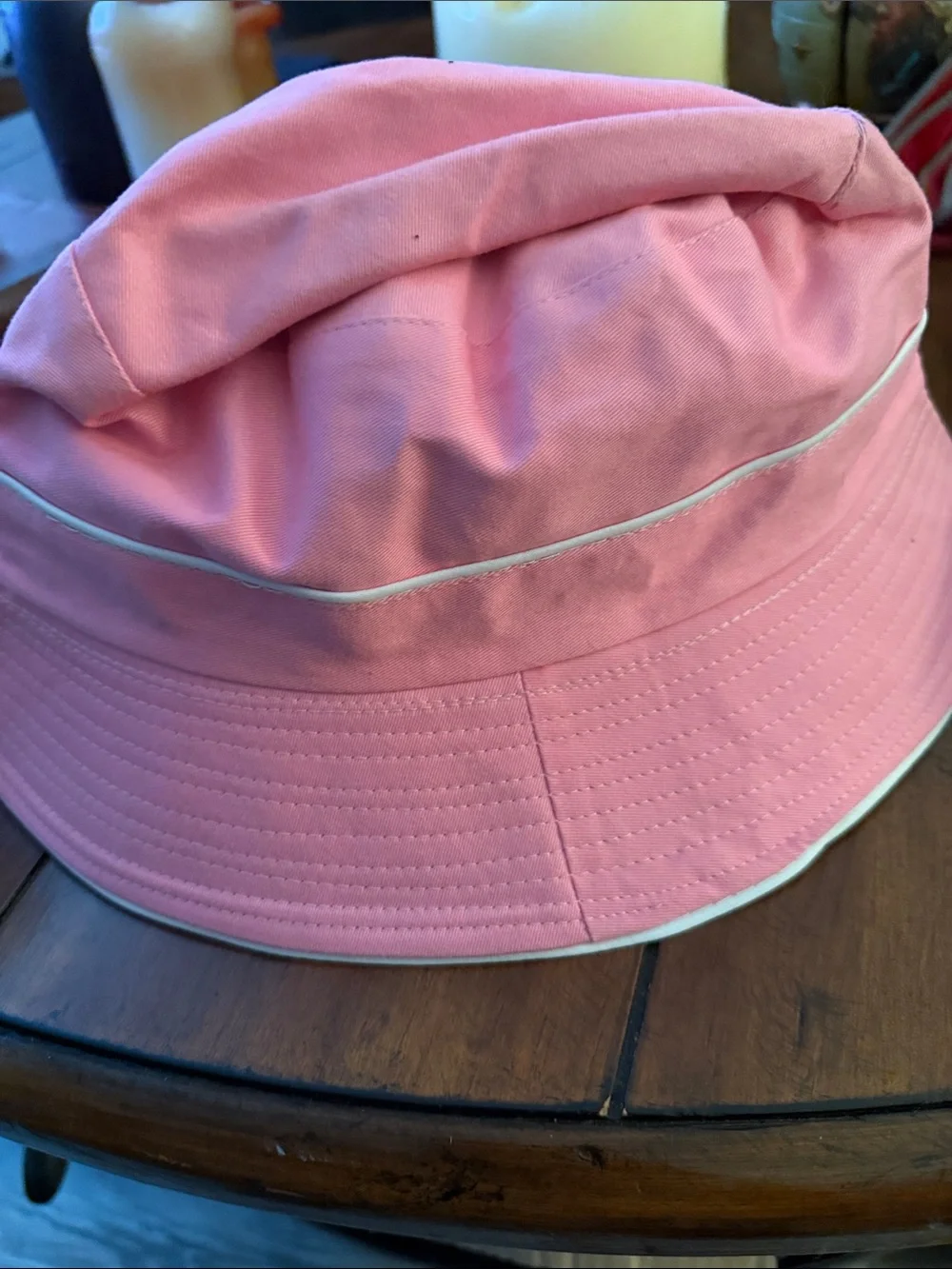 Pink Kids Bucket Hat with Contrast Piping